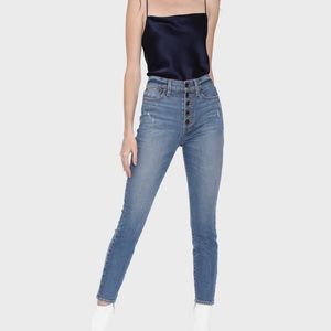 Alice & Olivia Good High Rise Exposed Button Jean
